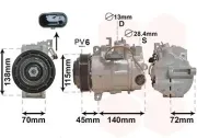 Kompressor, Klimaanlage 12 V VAN WEZEL 3000K710