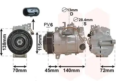 Kompressor, Klimaanlage 12 V VAN WEZEL 3000K710 Bild Kompressor, Klimaanlage 12 V VAN WEZEL 3000K710