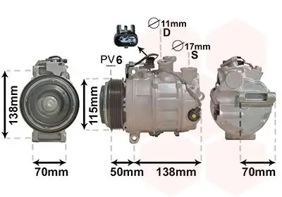 Kompressor, Klimaanlage 12 V VAN WEZEL 3001K704