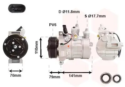 Kompressor, Klimaanlage 12 V VAN WEZEL 3001K710