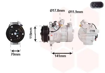 Kompressor, Klimaanlage 12 V VAN WEZEL 3001K719