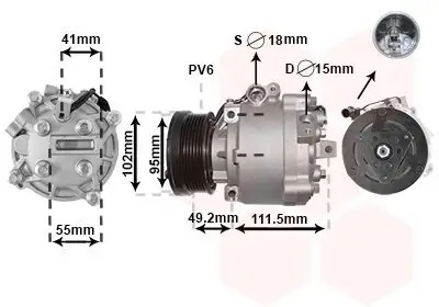 Kompressor, Klimaanlage 12 V VAN WEZEL 3201K701