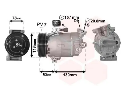 Kompressor, Klimaanlage 12 V VAN WEZEL 3300K386