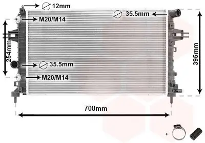 Kühler, Motorkühlung VAN WEZEL 37002362 Bild Kühler, Motorkühlung VAN WEZEL 37002362