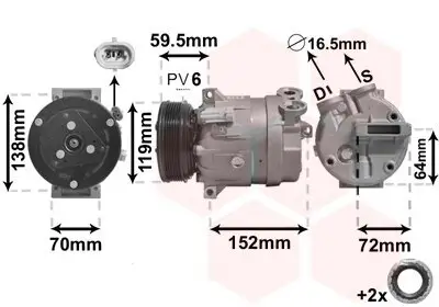 Kompressor, Klimaanlage 12 V VAN WEZEL 3700K279