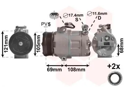 Kompressor, Klimaanlage 12 V VAN WEZEL 3700K316 Bild Kompressor, Klimaanlage 12 V VAN WEZEL 3700K316