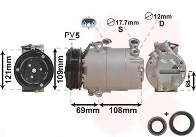 Kompressor, Klimaanlage 12 V VAN WEZEL 3700K317 Bild Kompressor, Klimaanlage 12 V VAN WEZEL 3700K317