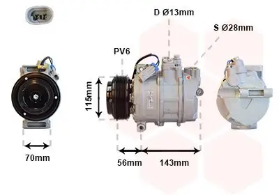 Kompressor, Klimaanlage 12 V VAN WEZEL 3700K357