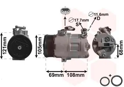 Kompressor, Klimaanlage 12 V VAN WEZEL 3700K358 Bild Kompressor, Klimaanlage 12 V VAN WEZEL 3700K358