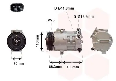 Kompressor, Klimaanlage 12 V VAN WEZEL 3700K418