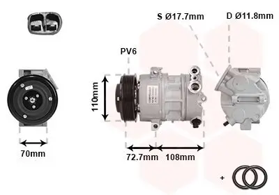 Kompressor, Klimaanlage 12 V VAN WEZEL 3700K419