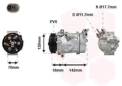 Kompressor, Klimaanlage 12 V VAN WEZEL 3700K448