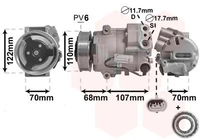 Kompressor, Klimaanlage 12 V VAN WEZEL 3700K594 Bild Kompressor, Klimaanlage 12 V VAN WEZEL 3700K594