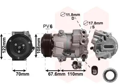 Kompressor, Klimaanlage 12 V VAN WEZEL 3700K605