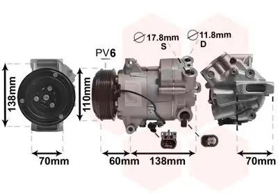 Kompressor, Klimaanlage 12 V VAN WEZEL 3700K607