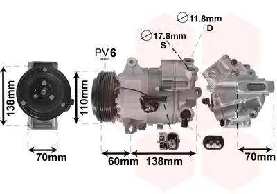 Kompressor, Klimaanlage 12 V VAN WEZEL 3700K616