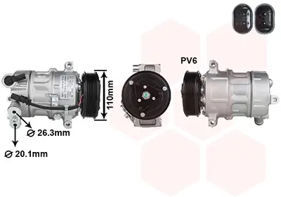 Kompressor, Klimaanlage 12 V VAN WEZEL 3701K701