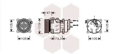 Kompressor, Klimaanlage 12 V VAN WEZEL 4000K242