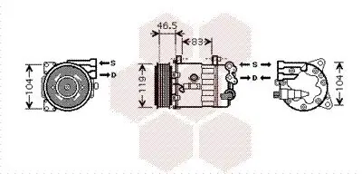 Kompressor, Klimaanlage 12 V VAN WEZEL 4000K326