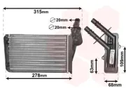 Wärmetauscher, Innenraumheizung VAN WEZEL 43006228