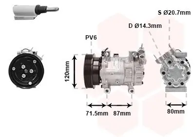 Kompressor, Klimaanlage 12 V VAN WEZEL 4300K281 Bild Kompressor, Klimaanlage 12 V VAN WEZEL 4300K281