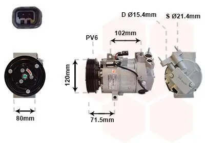 Kompressor, Klimaanlage 12 V VAN WEZEL 4300K393