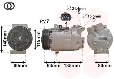 Kompressor, Klimaanlage 12 V VAN WEZEL 4300K486