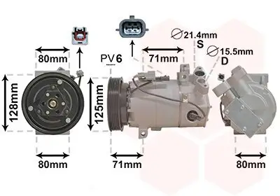 Kompressor, Klimaanlage 12 V VAN WEZEL 4300K636