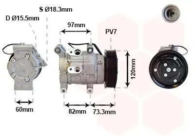 Kompressor, Klimaanlage 12 V VAN WEZEL 5300K625