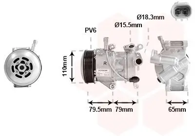 Kompressor, Klimaanlage 12 V VAN WEZEL 5300K720
