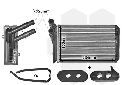 Wärmetauscher, Innenraumheizung VAN WEZEL 58006060 Bild Wärmetauscher, Innenraumheizung VAN WEZEL 58006060