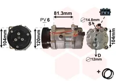 Kompressor, Klimaanlage 12 V VAN WEZEL 5800K172 Bild Kompressor, Klimaanlage 12 V VAN WEZEL 5800K172