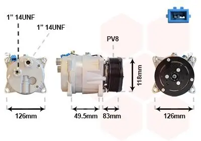 Kompressor, Klimaanlage 12 V VAN WEZEL 5800K303