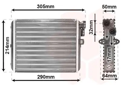 Wärmetauscher, Innenraumheizung VAN WEZEL 59006110 Bild Wärmetauscher, Innenraumheizung VAN WEZEL 59006110