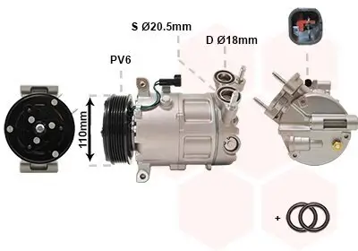 Kompressor, Klimaanlage 12 V VAN WEZEL 5900K192