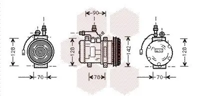 Kompressor, Klimaanlage 12 V VAN WEZEL 7400K029