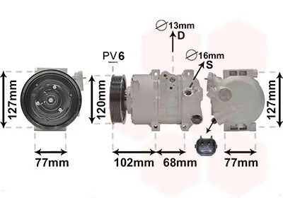 Kompressor, Klimaanlage 12 V VAN WEZEL 8201K713