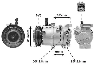 Kompressor, Klimaanlage 12 V VAN WEZEL 8301K707