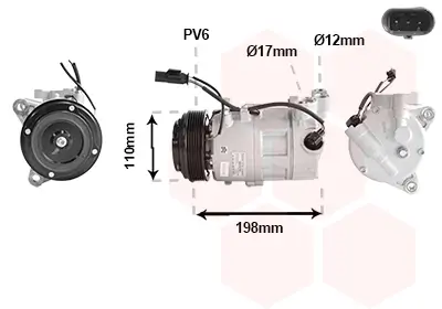 Kompressor, Klimaanlage 12 V VAN WEZEL 0601K704