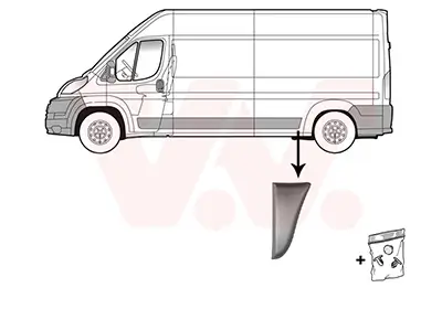 Zier-/Schutzleiste, Seitenwand hinten links vor der Achse VAN WEZEL 1651415 Bild Zier-/Schutzleiste, Seitenwand hinten links vor der Achse VAN WEZEL 1651415