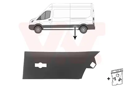 Zier-/Schutzleiste, Seitenwand links vor der Achse seitlicher Einbau VAN WEZEL 1991427 Bild Zier-/Schutzleiste, Seitenwand links vor der Achse seitlicher Einbau VAN WEZEL 1991427