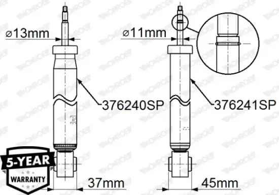 Stoßdämpfer Hinterachse MONROE 376241SP Bild Stoßdämpfer Hinterachse MONROE 376241SP