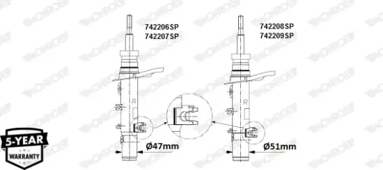 Stoßdämpfer Vorderachse links MONROE 742207SP Bild Stoßdämpfer Vorderachse links MONROE 742207SP