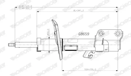 Stoßdämpfer Vorderachse rechts MONROE G8659 Bild Stoßdämpfer Vorderachse rechts MONROE G8659