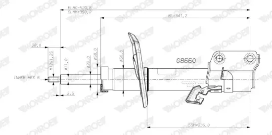 Stoßdämpfer Vorderachse links MONROE G8660 Bild Stoßdämpfer Vorderachse links MONROE G8660