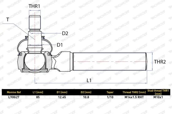 Kugelkopf, Schaltgestänge MONROE L90G27 Bild Kugelkopf, Schaltgestänge MONROE L90G27
