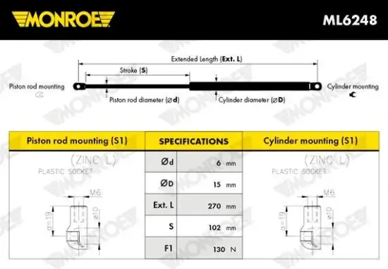 Gasfeder, Verdeck MONROE ML6248 Bild Gasfeder, Verdeck MONROE ML6248