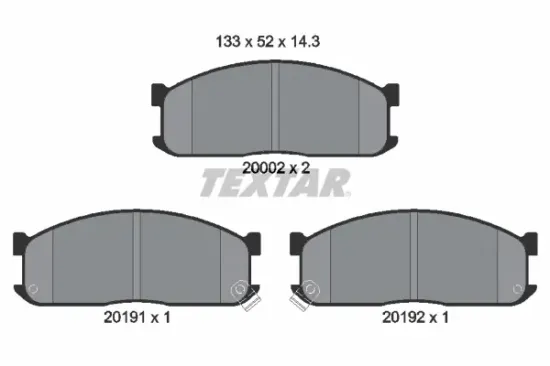 Bremsbelagsatz, Scheibenbremse Vorderachse TEXTAR 2000201 Bild Bremsbelagsatz, Scheibenbremse Vorderachse TEXTAR 2000201