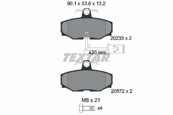 Bremsbelagsatz, Scheibenbremse Hinterachse TEXTAR 2023301 Bild Bremsbelagsatz, Scheibenbremse Hinterachse TEXTAR 2023301