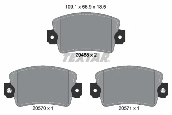 Bremsbelagsatz, Scheibenbremse Vorderachse TEXTAR 2048802 Bild Bremsbelagsatz, Scheibenbremse Vorderachse TEXTAR 2048802